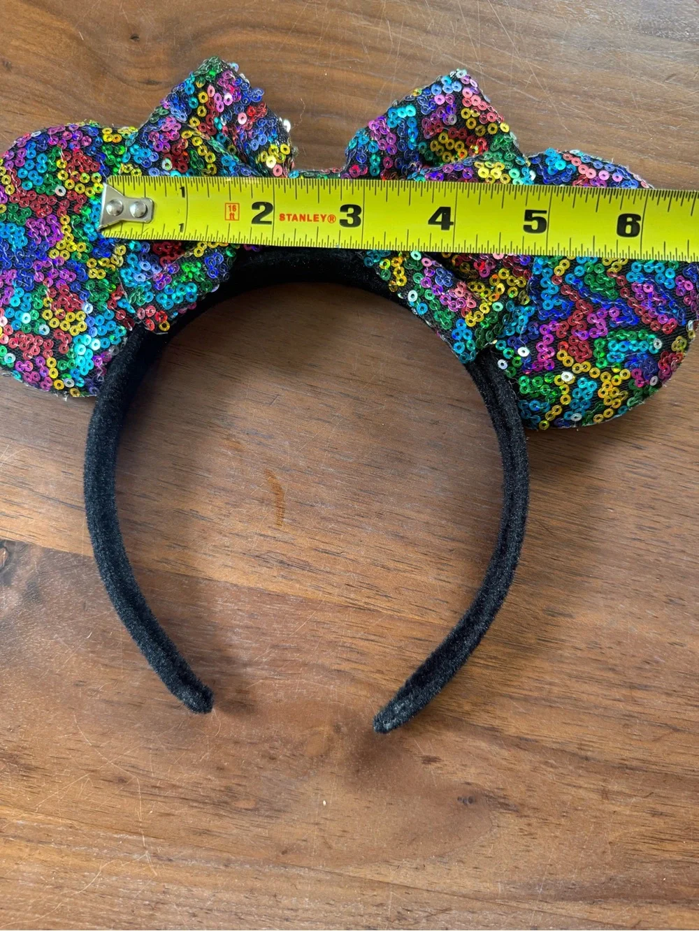 Rainbow Sequin Minnie Ear Headband with Bow - Kids Accessories